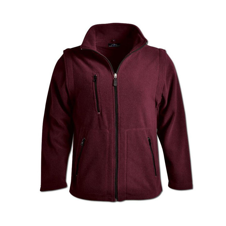 Ladies Zip Off Sleeve Polar Fleece Burgundy