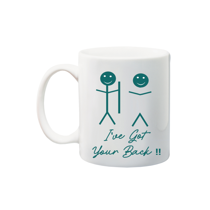 Printed Mug  - Stickman figures (Got your back)