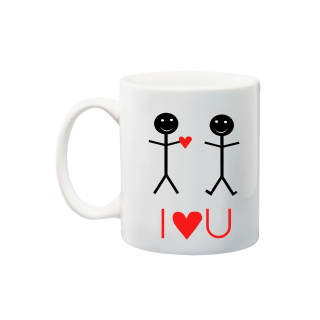 Printed Mug  - Stickman figures (I Love you)