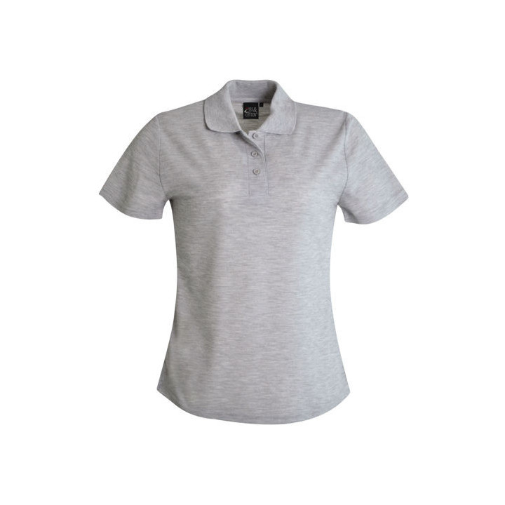 Ladies Pique Polo grey melange