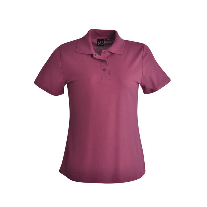 Ladies Pique Polo maroon