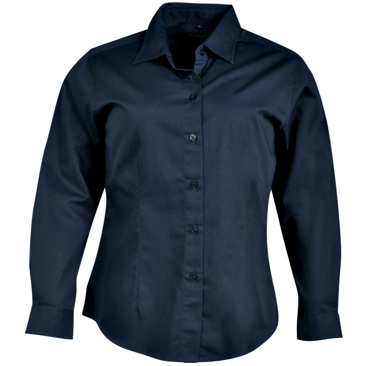 Ladies Classic Woven Shirt - Long Sleeve Navy