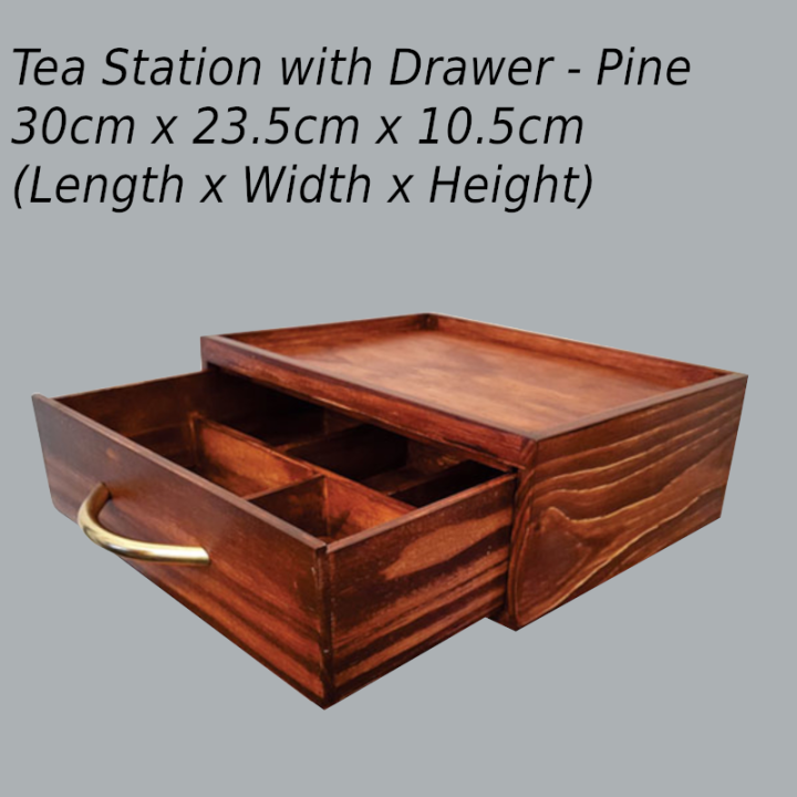 Tea Station With Drawer - Pine