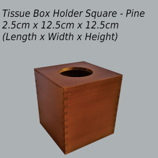 Tissue Box Holder Square (Without Bottom) - Pine