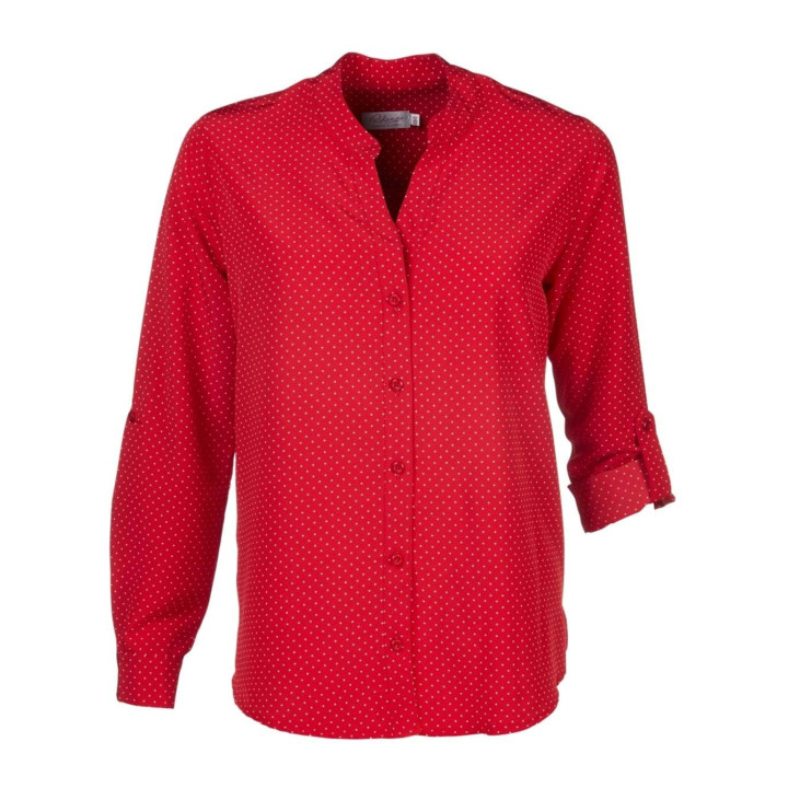 Ladies Long Sleeve Polka Dot Blouse - Milla K222 red