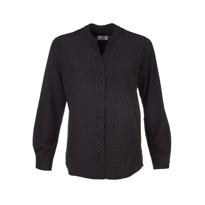 Ladies Long Sleeve Polka Dot Blouse - Milla K222 black