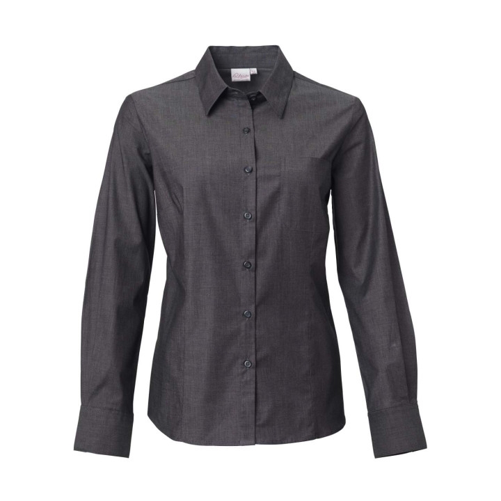 Ladies - Avery Long Sleeve Blouse - Jenna charcoal