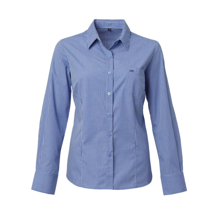 Ladies Tivoli Long Sleeve Check Blouse - Serena blue