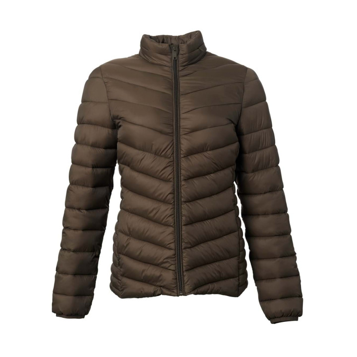 Ladies Calibre Quilted Faux Down Puffer Jacket brown