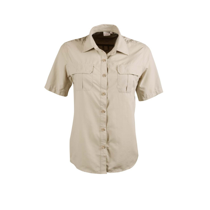 Ladies Safari Short Sleeve Blouse stone