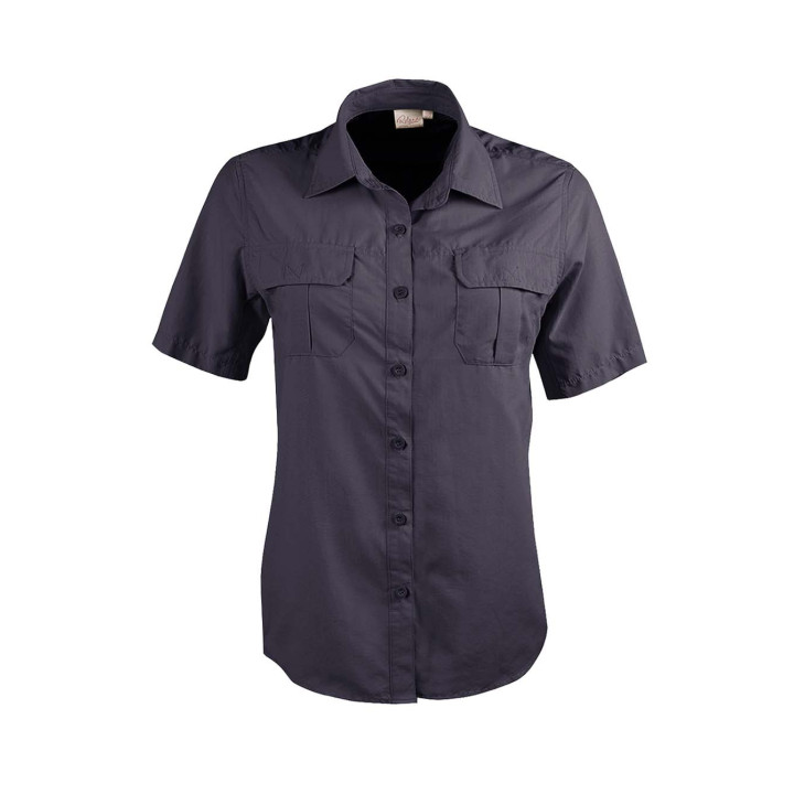 Ladies Safari Short Sleeve Blouse charcoal