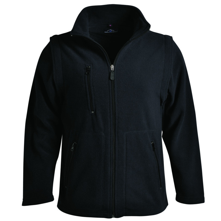 Ladies Zip Off Sleeve Polar Fleece black