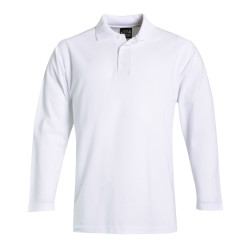 Long Sleeve Pique Knit Polo white