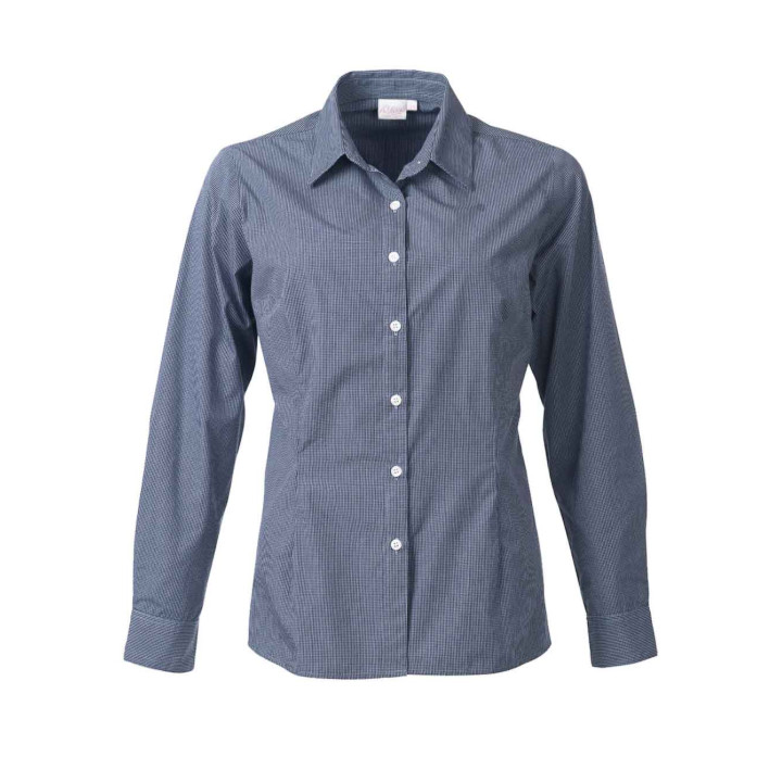 Blouse - Long Sleeve Sloane Minimal Check navy