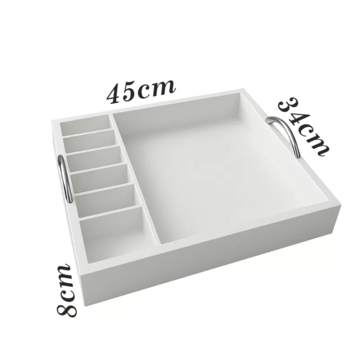Tray - With Chrome Handles White