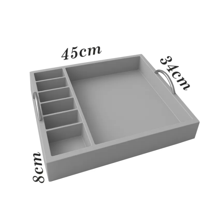 Tray - With Chrome Handles Grey