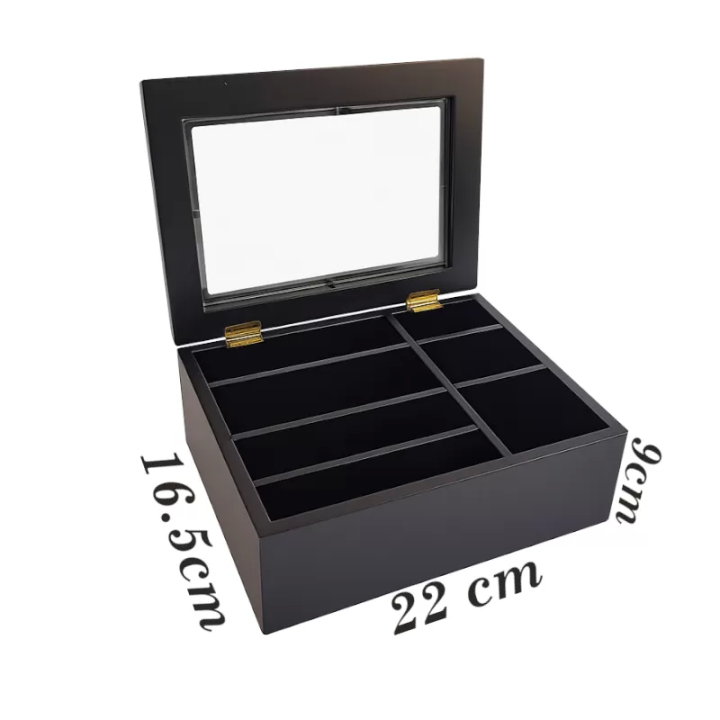 Tea Box - With Glass Lid (7 Compartments)