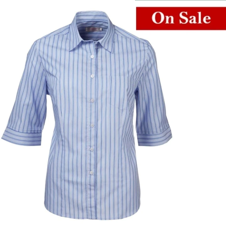 Blouse - 3/4 Sleeve Striped - Wendy