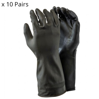 Black Rubber Builders Glove PPE x 10