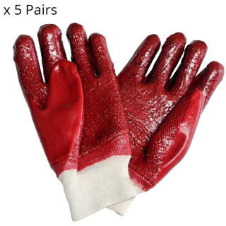 Gloves - PVC Knit Wrist Rough Palm PPE x 5