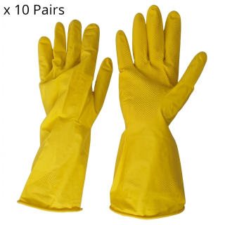 Gloves - 10 x Latex (Yellow Household)