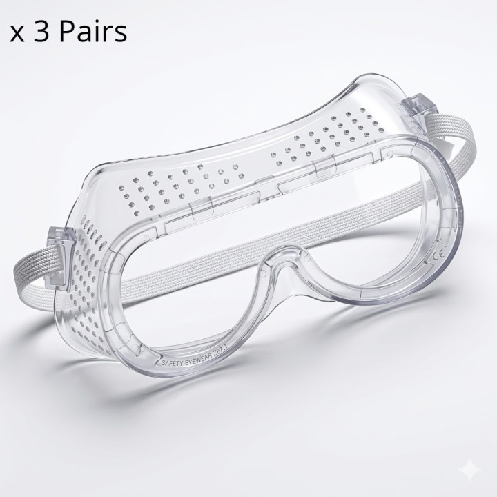 Safety Goggles - Clear Direct Vent Dust x 3