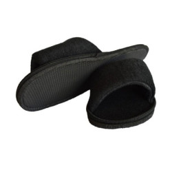 Slippers - Luxurious Open Toe (Black, Toweling) - 10 Pack Only